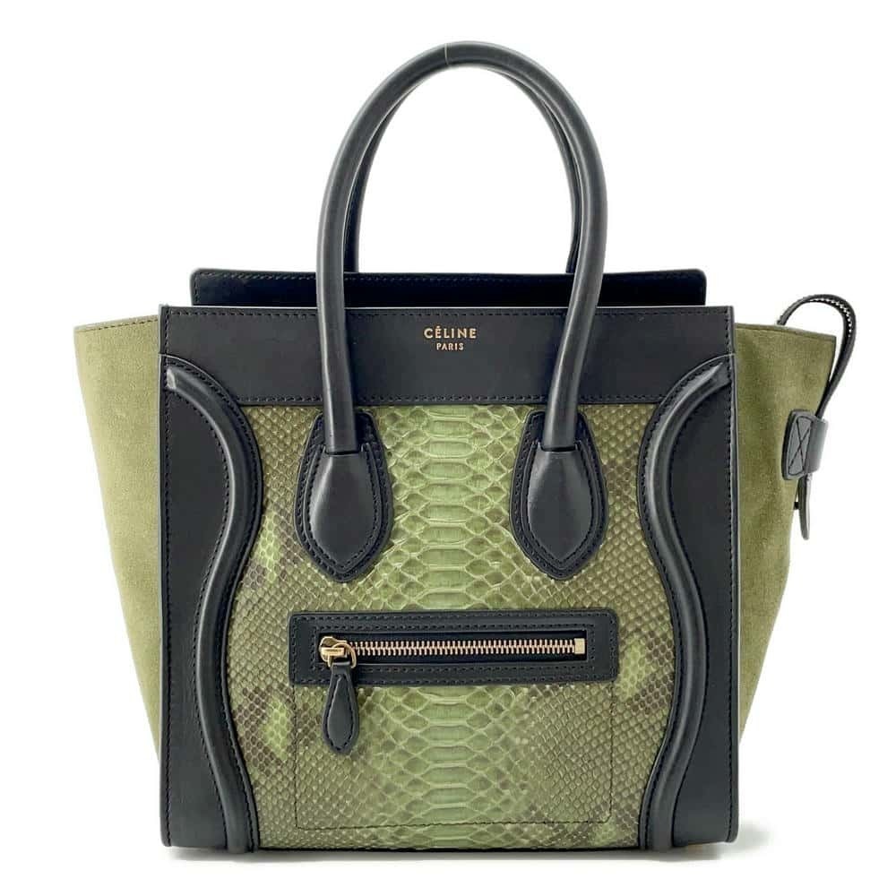 Celine Luggage Shopper Micro Python Suede Handbag… - image 1